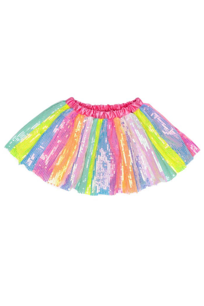 Kinder Paillettenrock Stripy Sequins Skirt neonfarben 4–6 Jahre