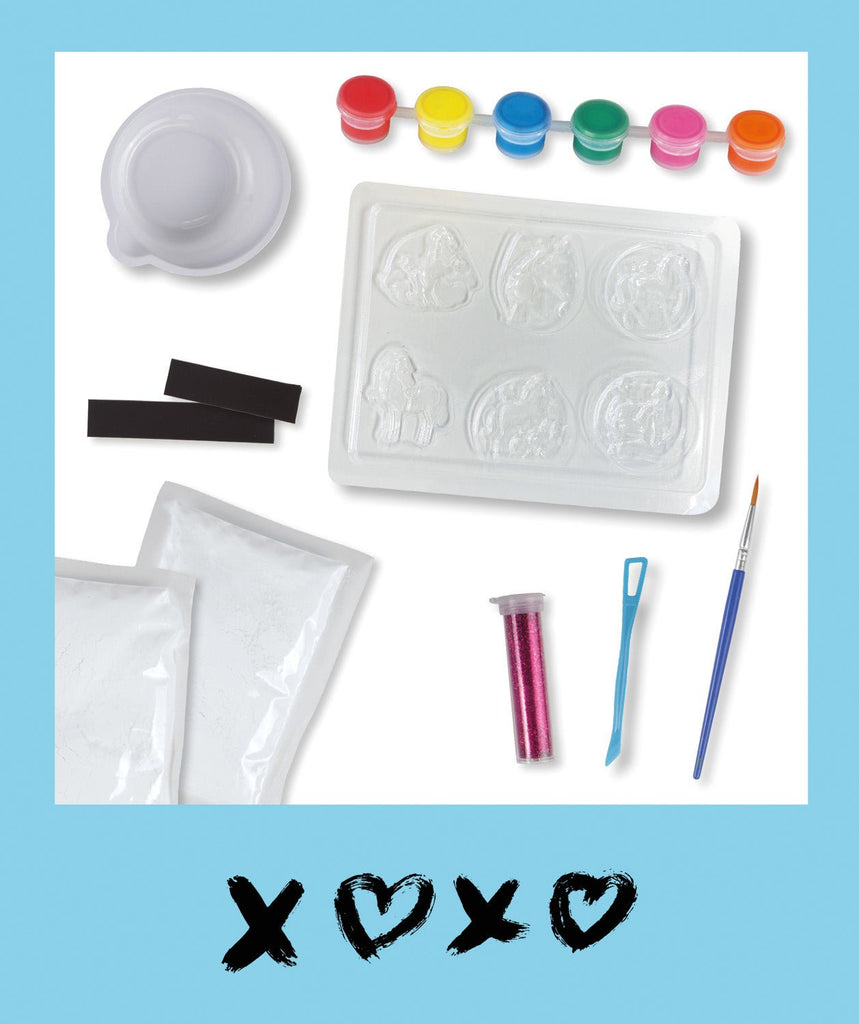 Pferde Glitzer-Magnete aus Gips zum Selbermachen mit Gussform und Anleitung
