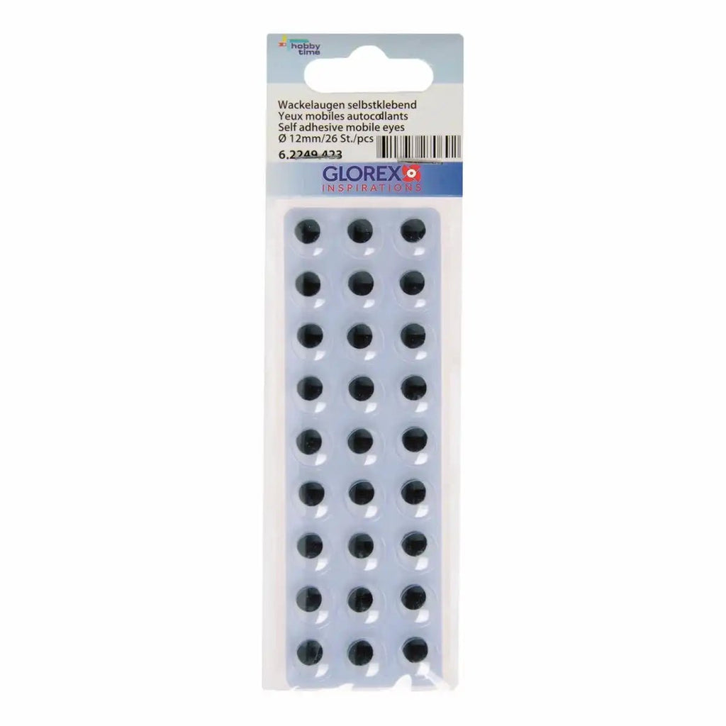 Glorex Wackelaugen rund 12 mm selbstklebend 26 Stück