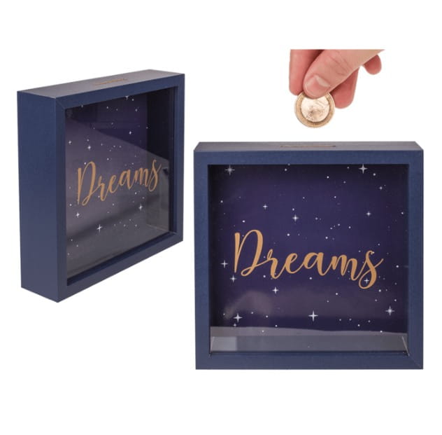 Spardose Dreams Holz Blau Sternenhimmel Deko Geldgeschenk