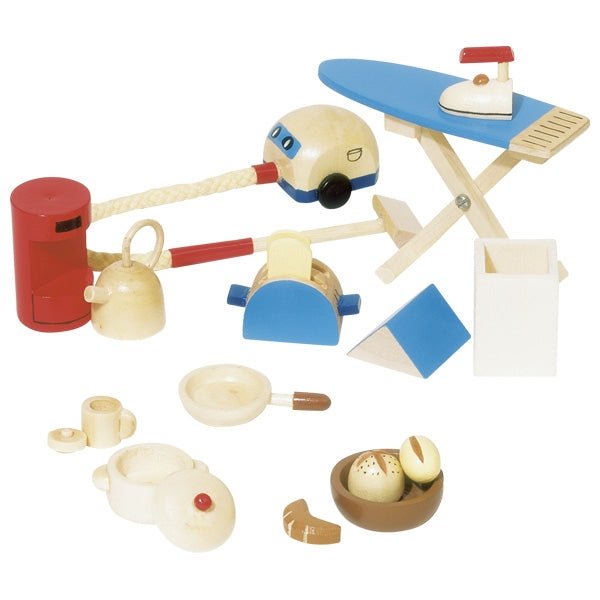 Goki Accessoires Küche für Puppenhaus, Holz, 12 Teile - Goki