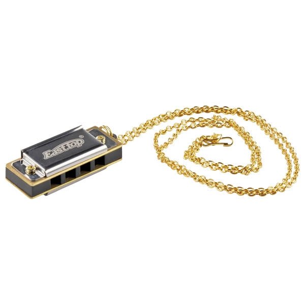 GOKI Mini-Mundharmonika mit Kette – Metall-Musikinstrument für Kinder