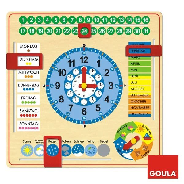 Goula Holz - Kalender - Uhr, Lernuhr - Jumbo