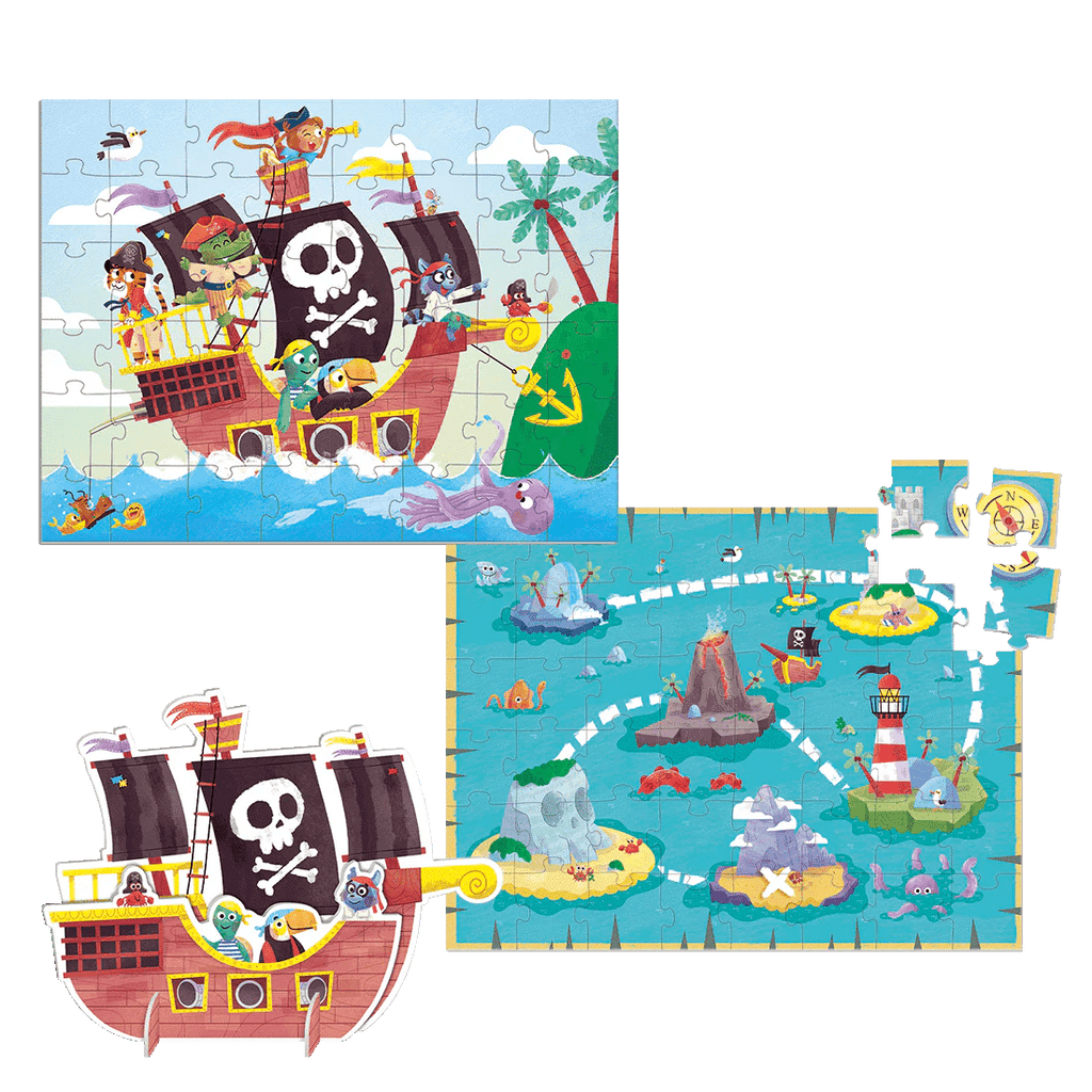 Goula XXL Puzzle Piraten – Wendbares Kinderpuzzle mit Schatzkarte
