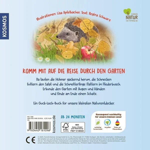 Entdeckerbuch ab 2 Jahren mit Gucklöchern und Tieren im Garten