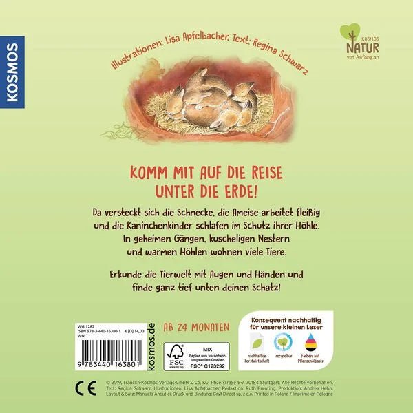 Gucklochbuch ab 2 über Tiere unter der Erde mit Reimen & Illustrationen