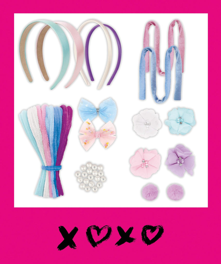 Inhalt des Haarreif Designer Sets auf weissen Hintergrund
