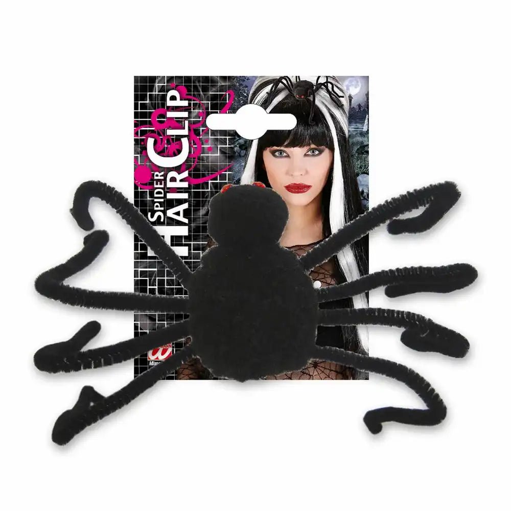 Haarspange Halloween schwarz Spinne mit Drahtbeinen

