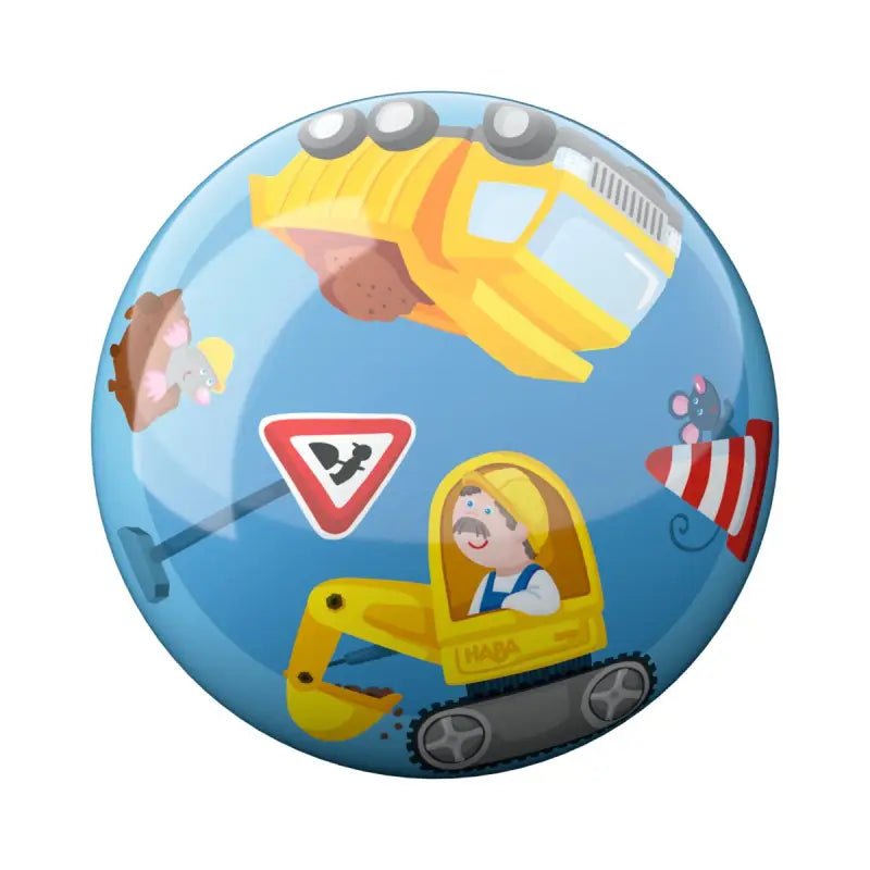 HABA Ball Baustelle 14 cm für Kinder, robust & griffig, für drinnen & draußen