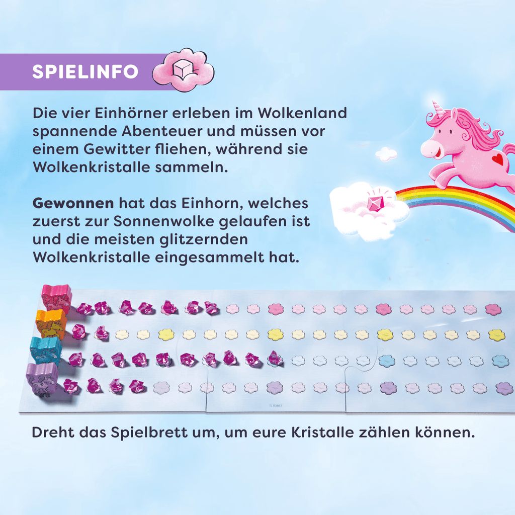 HABA Spiel Einhorn Glitzerglück mit Würfeln und Kristallen
