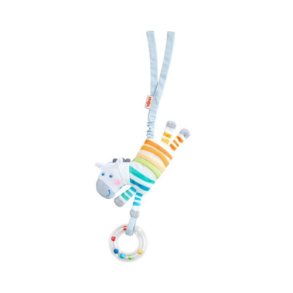 Stoff-Zebra mit Rassel zum Aufhängen für Babys
