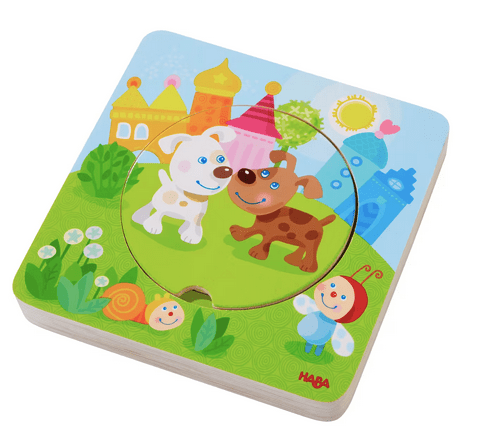 HABA - Holzpuzzle Kunterbunte Tierkinder - Haba