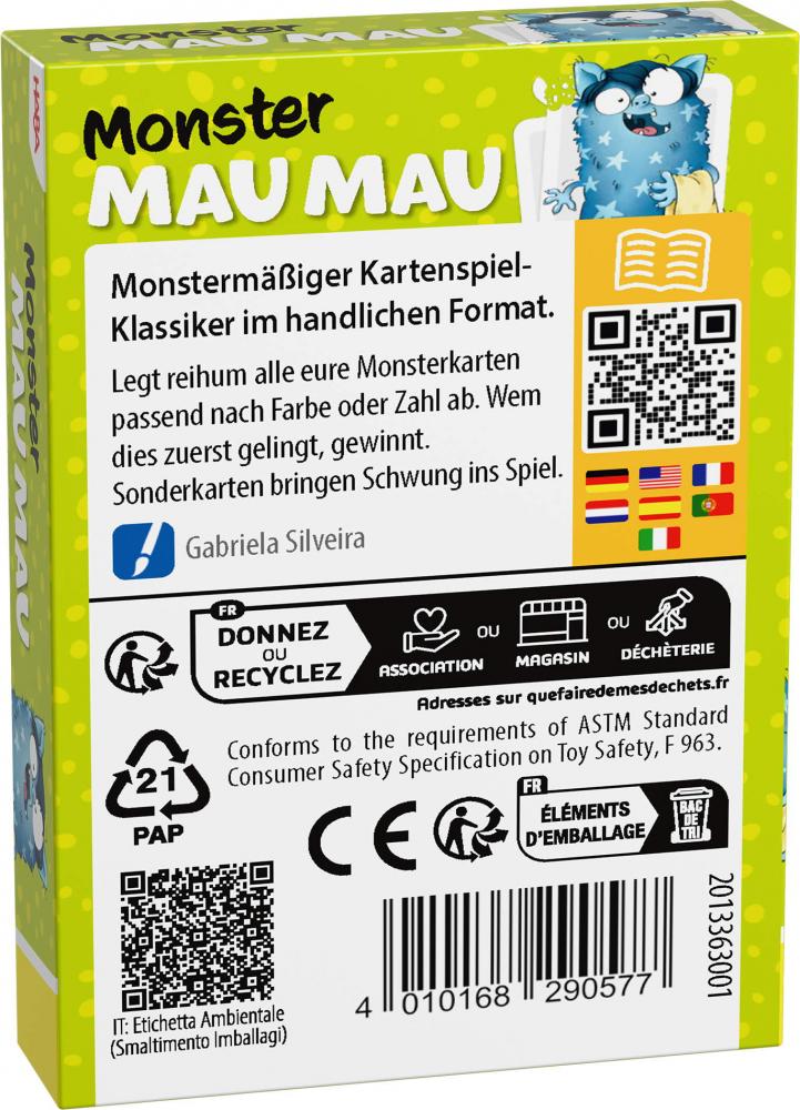 Kinder Kartenspiel HABA Monster Mau Mau 2–6 Spieler

