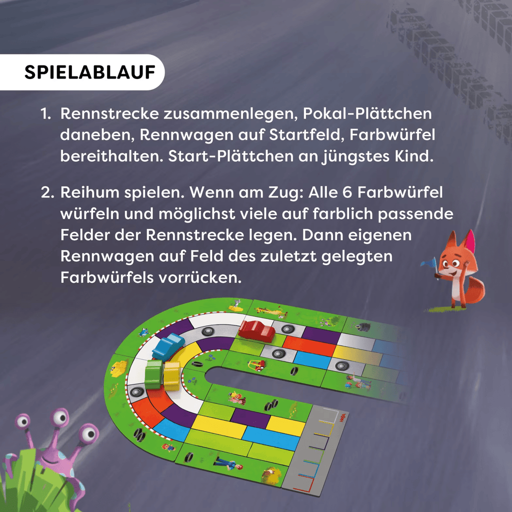 Holzspiel Monza mit 6 Rennautos & variabler Rennbahn HABA Spielablauf