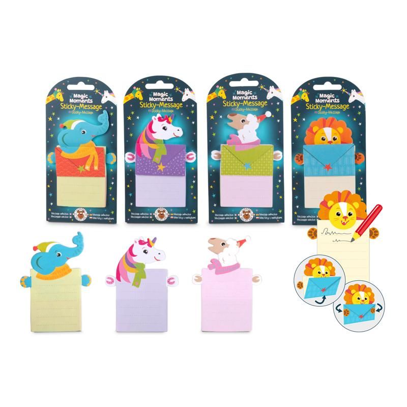 Sticky-Message Mini-Briefchen Tiere 4-fach sortiert