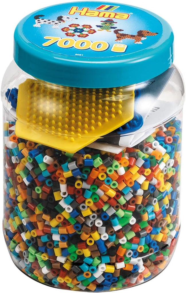 Hama 2021 Perlen und Pegboards in Dose Blau Gelb 7000 Stück
