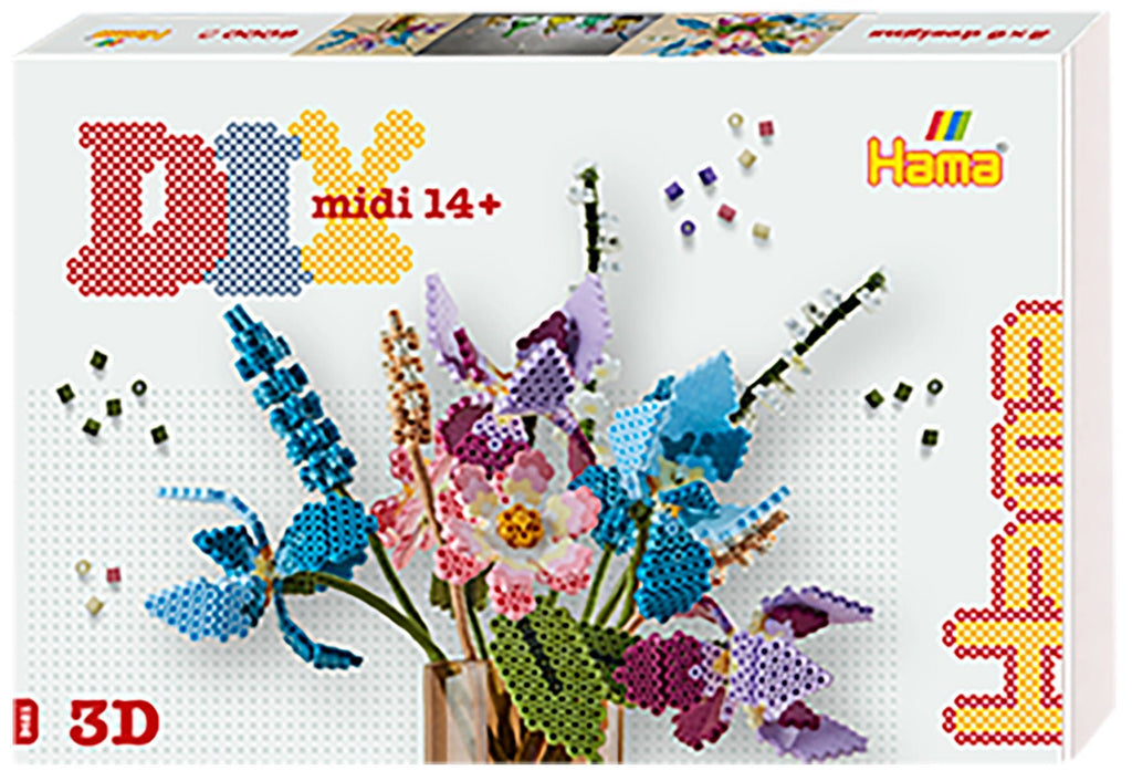 Hama Art Blumenstrauß Set mit 6000 Bügelperlen & 3 Stiftplatten, Bastelbox ab 14 Jahren