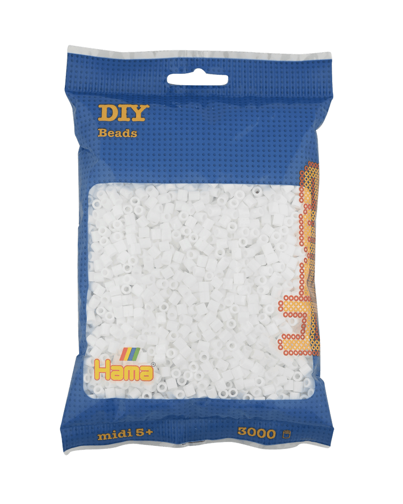 Hama Beutel mit 3000 Bügelperlen Weiß Nachfüllpackung
