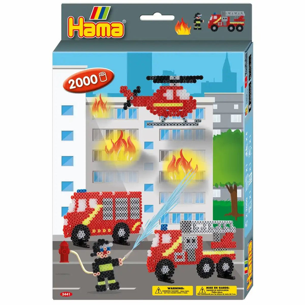 Hama Bügelperlen Feuerwehr Set – 2000 Perlen, Zubehör & Stützen für Kinder ab 5