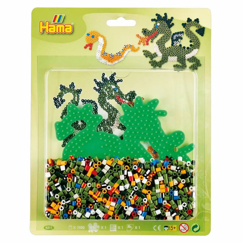 Hama Bügelperlen Drache Set mit 1100 Perlen & Stiftplatte für Kinder ab 5 Jahren
