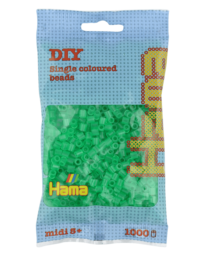 Hama Bügelperlen Transparent-Grün midi, 1000 Stück Beutel, ab 5 Jahren