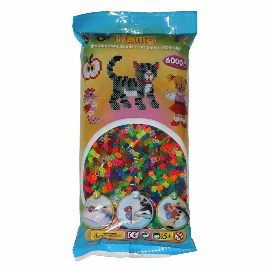 Hama Bügelperlen Neon Transparent 6000 Stück Beutel für leuchtende Effekte
