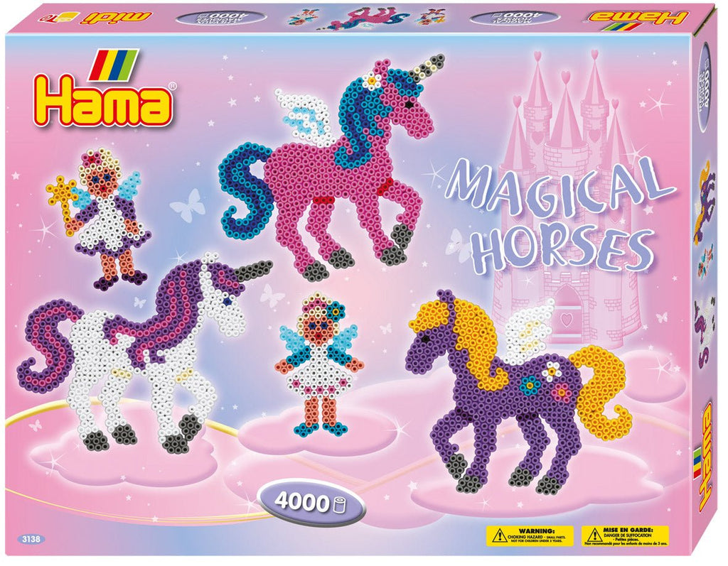 Hama Bügelperlen Zauberhafte Pferde Set mit 4000 Perlen & Pegasus-Stiftplatte