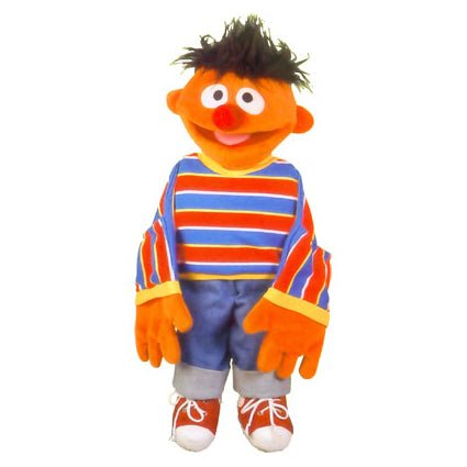 Sesamstraße Handpuppe Ernie 45 cm – Klappmaulpuppe mit beweglicher Hand