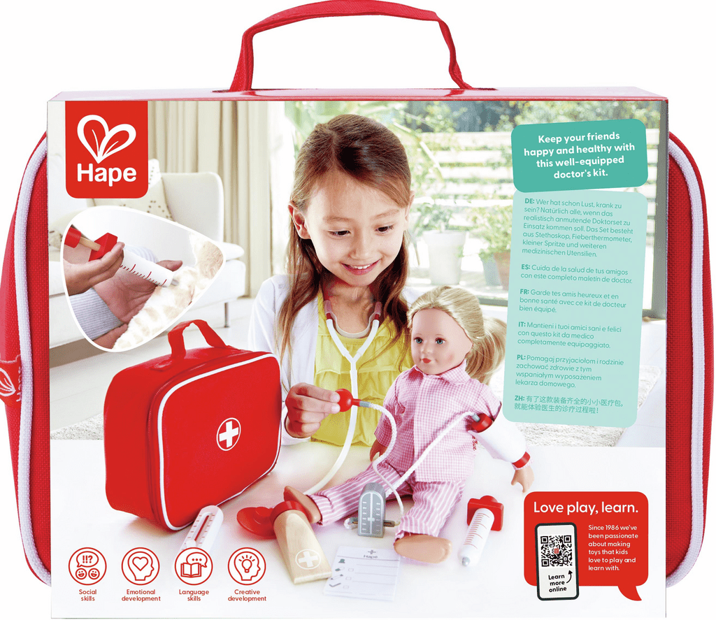 Hape Doktorset mit Stethoskop und Fieberthermometer in Tragetasche