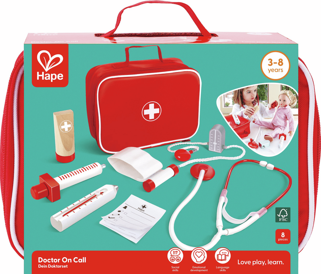 Hape Doktorset mit Stethoskop und Fieberthermometer in Tragetasche
