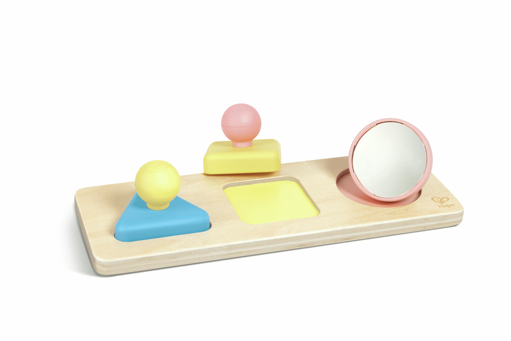 Hape Montessori Spiegelpuzzle mit drei farbigen Formen