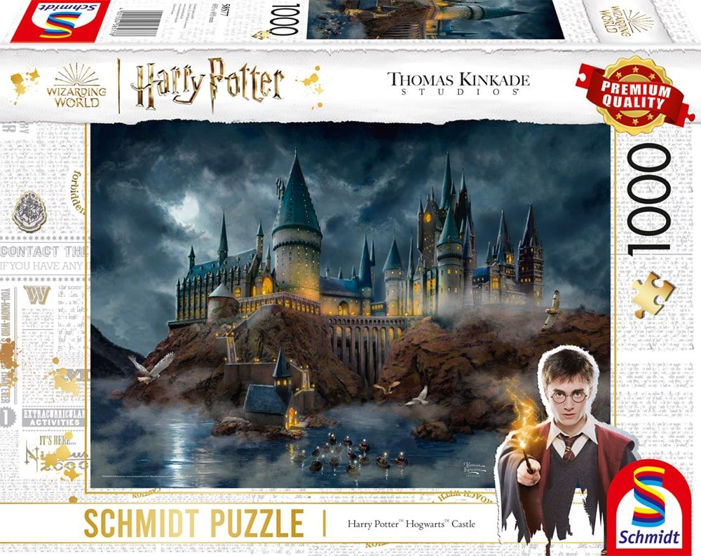 1.000 Teile Puzzle mit Hogwarts Castle Illustration der Thomas Kinkade Studios
