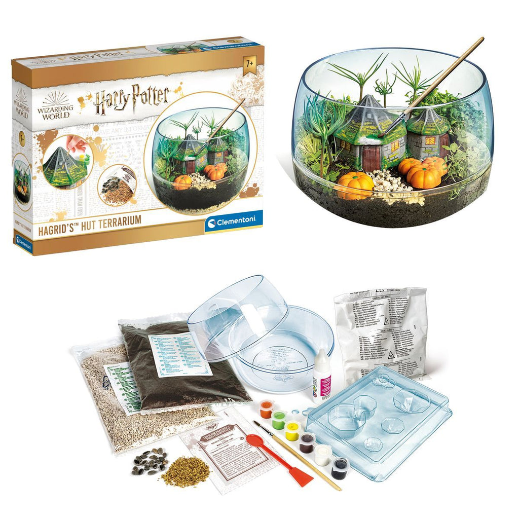 Harry Potter Terrarium Set mit Hagrids Hütte und Pflanzenmaterial
