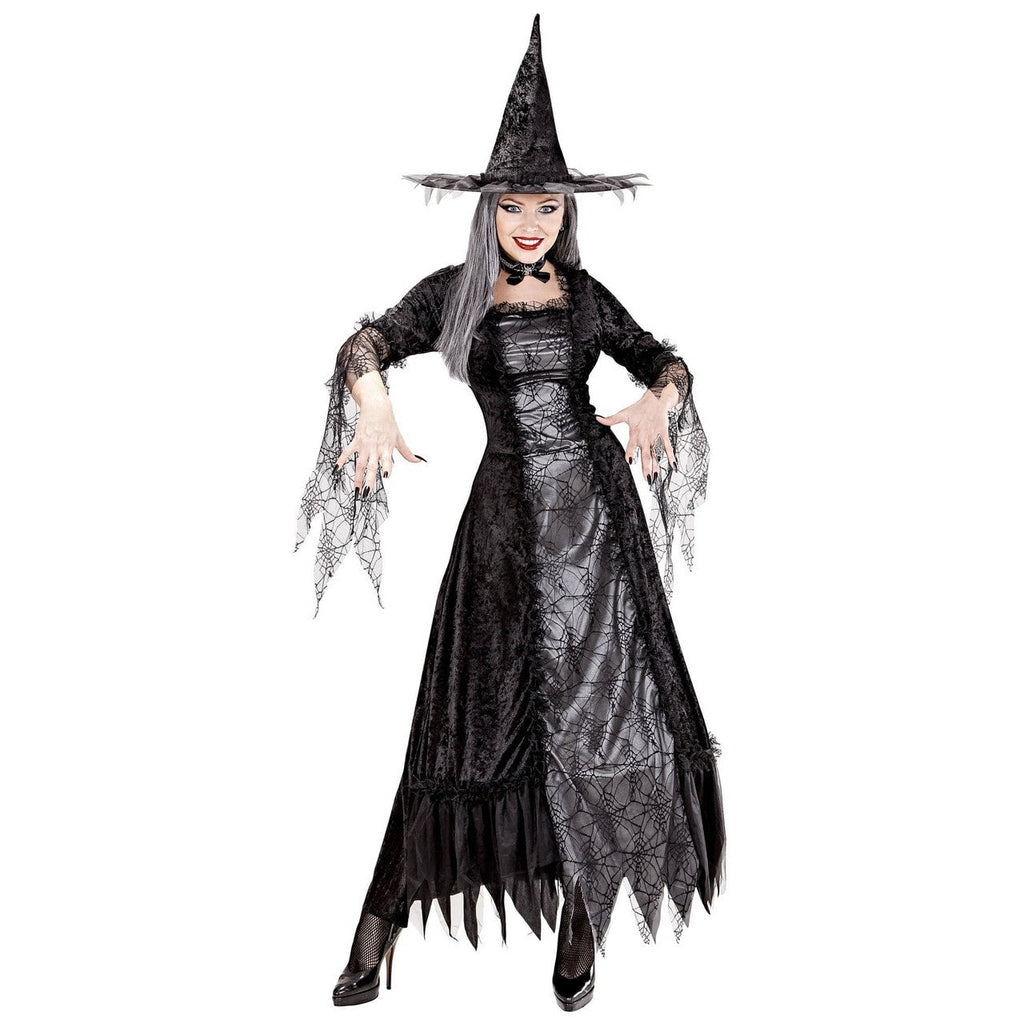 Hexenkleid mit Reifrock Schwarz Silber Halloween