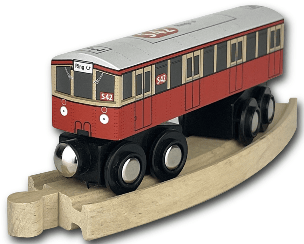 Historische Berliner Holz S-Bahn S42 für Holzeisenbahn mit Magnetkupplung