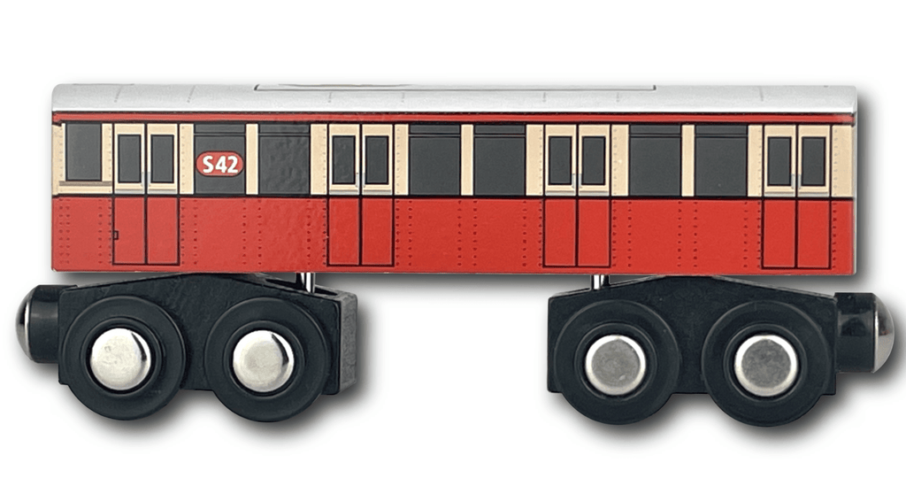 Historische Berliner Holz S-Bahn S42 für Holzeisenbahn mit Magnetkupplung