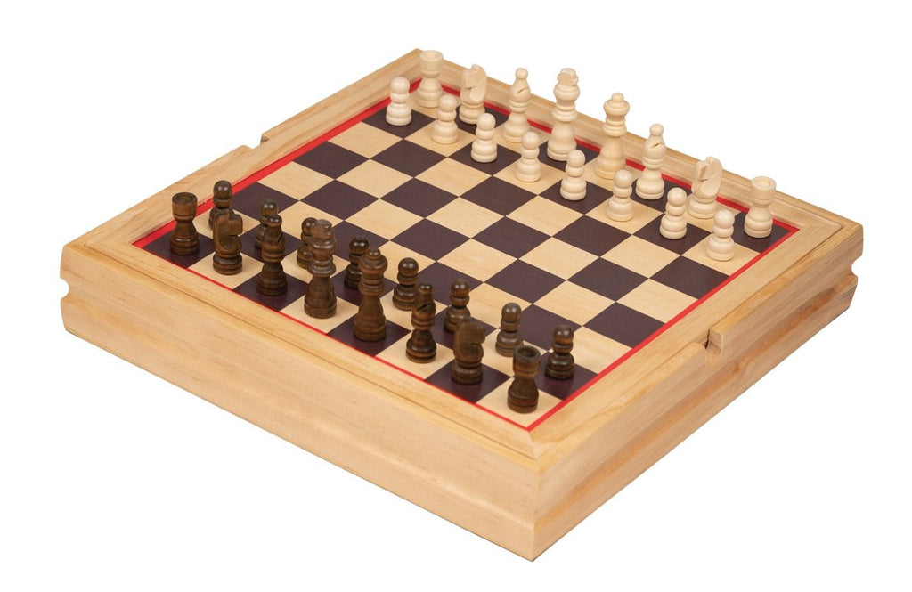 Holz Spielesammlung 10 in 1 FSC, mit Schach, Backgammon, Dame, Karten & mehr