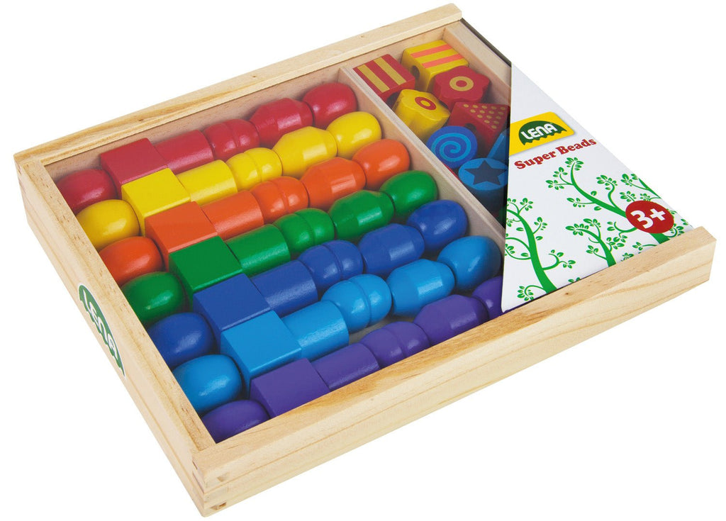 Holzfädelperlen Super Beads (FSC100%) - Simm Spielwaren