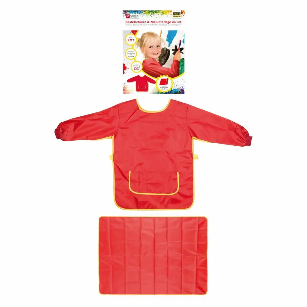 Bastelschürze und Malunterlage rot Größe M 7-8 Jahre Idena Polyester