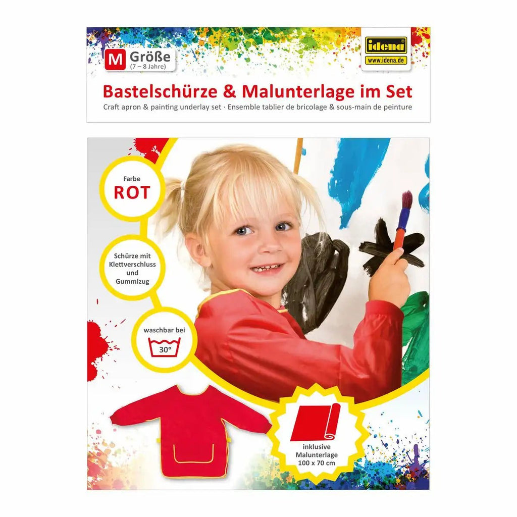Idena Kreativ-Set Schürze + Unterlage rot, robust & waschbar
