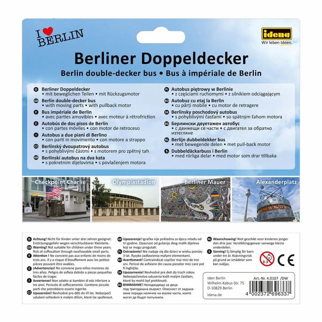 Sammlerstück Berliner Doppeldecker mit Rückzugmechanik ab 3 Jahren