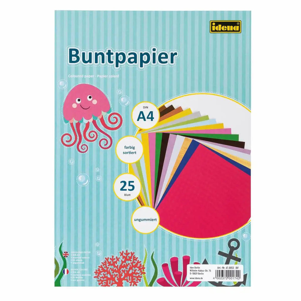 Idena Buntpapier DIN A4 25 Blatt sortiert ungummiert
