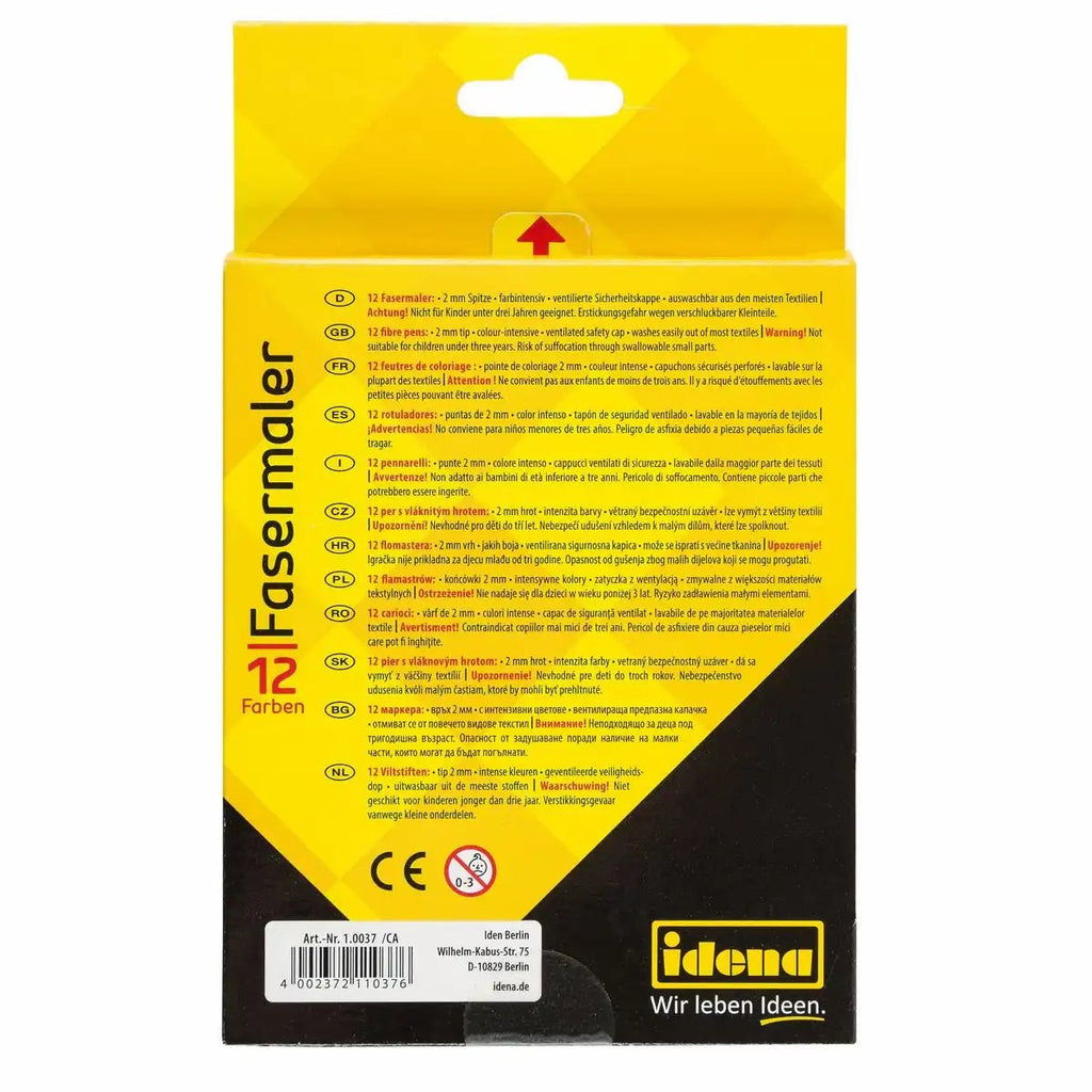 Fasermaler Idena Set 12 Farben 2 mm Strichstärke
