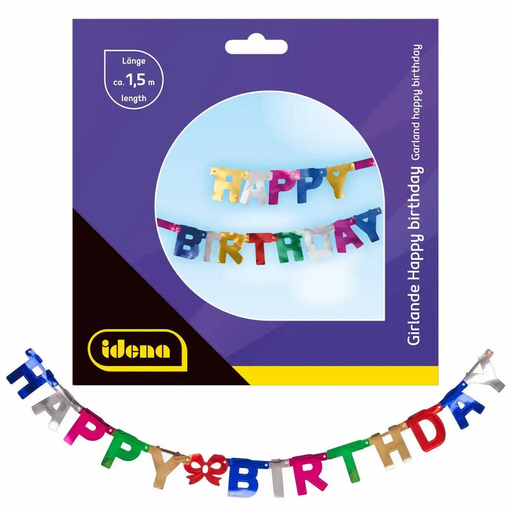 Idena Happy Birthday Girlande bunt 1,5 m FSC