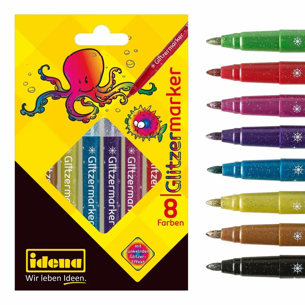 Idena Glitzermarker 8er-Set für kreatives Basteln