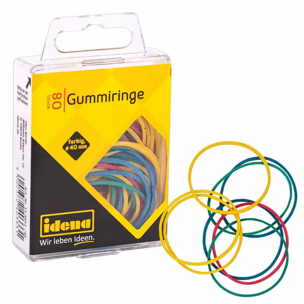 Bunte Gummiringe Ø4cm Idena für Büro und Haushalt