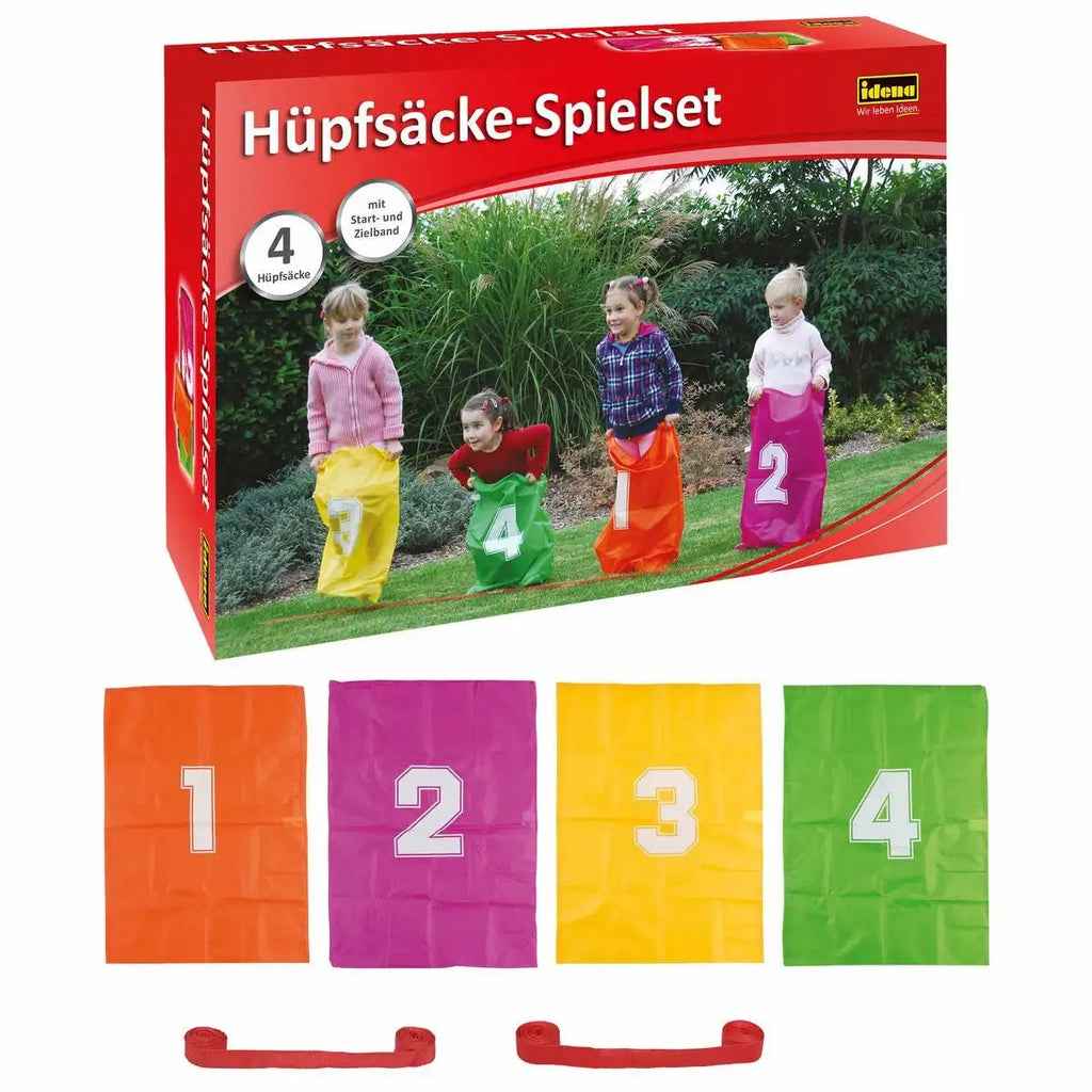 Idena Hüpfsäcke Spielset 4 Säcke mit Start Zielband ab 3 Jahren