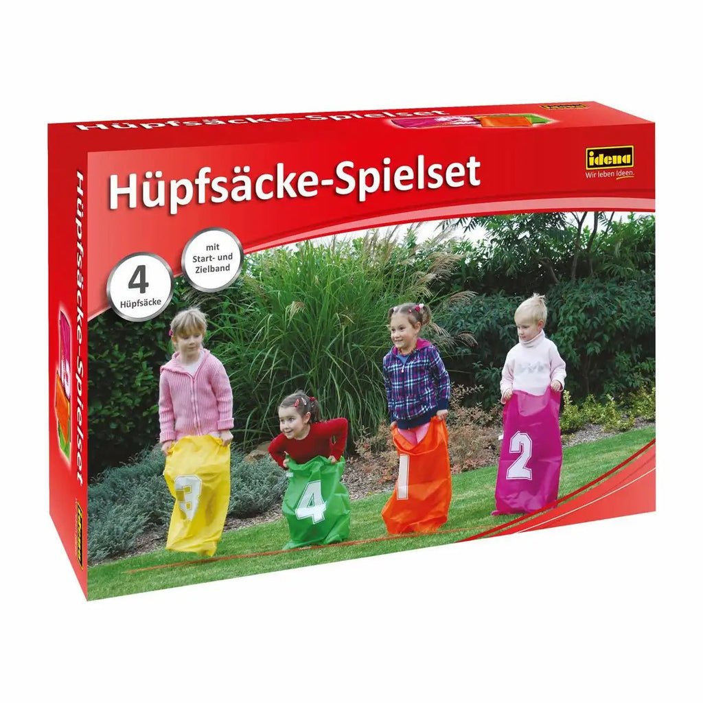 Idena Hüpfsackset bunt mit Start‑Ziel‑Band Outdoor‑Spiel ab 3 Jahren