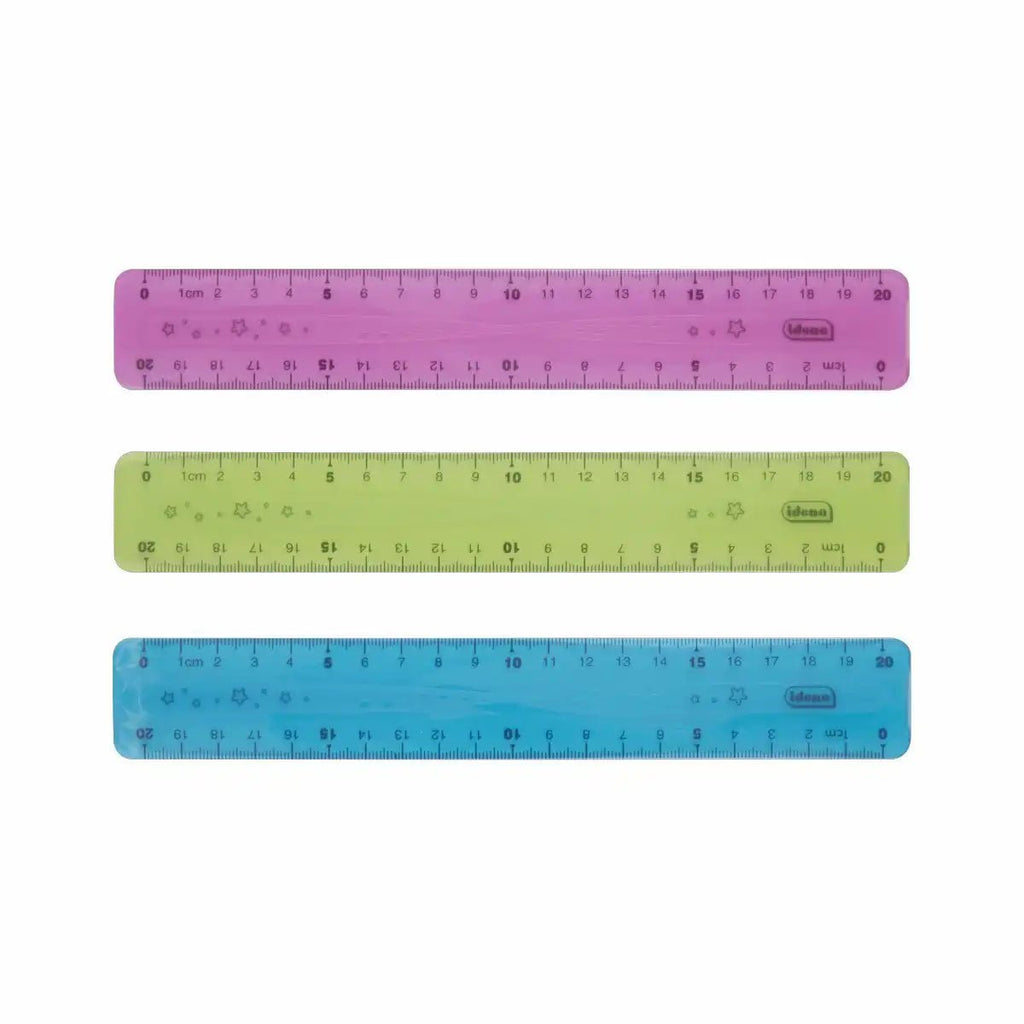 Biegsames Kunststofflineal Idena 20cm 3-farbig