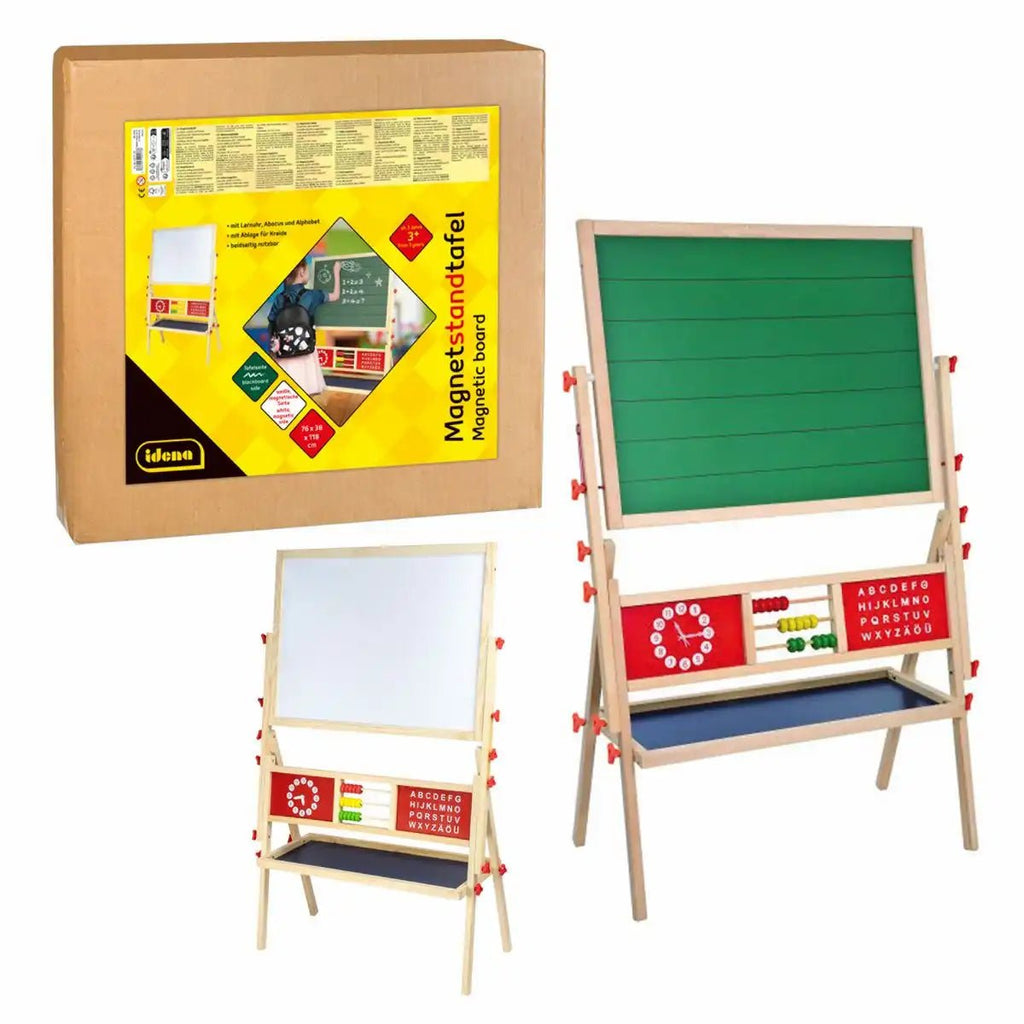 Idena Magnettafel Holz 2-seitig grün weiß mit Ablage für Kinder
